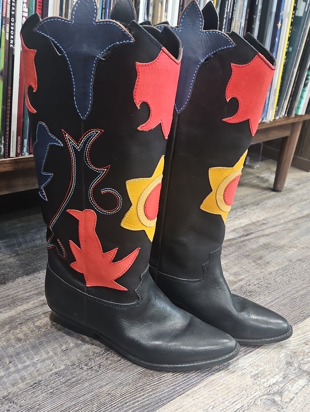 1980s Leather Cowboy Boots By Abstrax Rare! Size 7.5 EUC